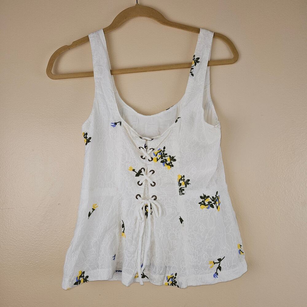 Anthropologie Vanessa Virginia Floral Embroidered Corset Tank Top Size 8